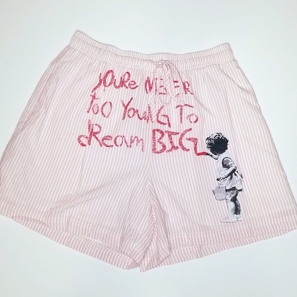 GUESS X BRANDALISED BANKSY COLAB Dream Big Stripe Shorts - Picture 2 of 14